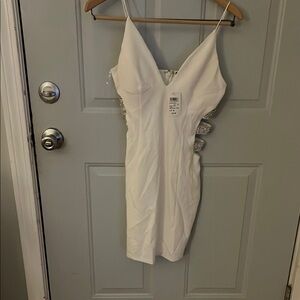 White Strappy Dress with Side Cutouts